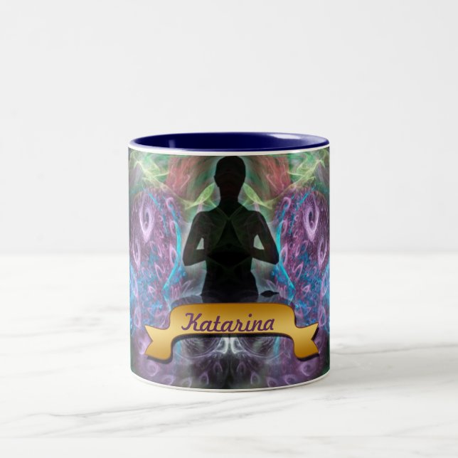 Yoga Fractal Magic Andlig Art Mugg (Center)