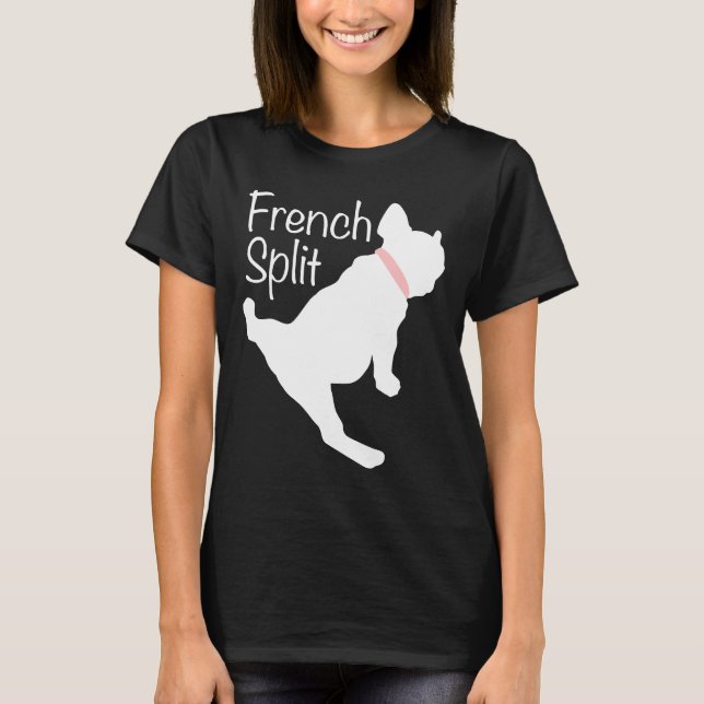 Yoga Fransk Bulldog vid Splits Frenchie Spli T Shirt (Framsida)