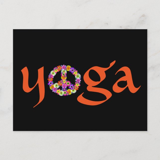 Yoga fredstecken Blommig Vykort (Framsida)