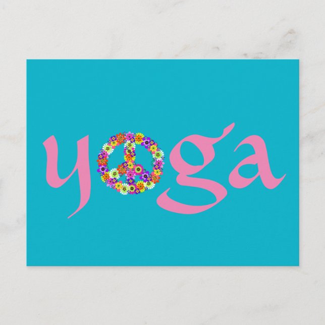 Yoga Fredstecken Blommig Vykort (Framsida)
