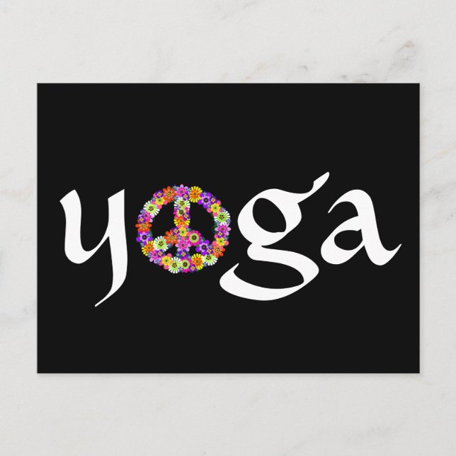 Yoga Fredstecken Blommig Vykort (Framsida)