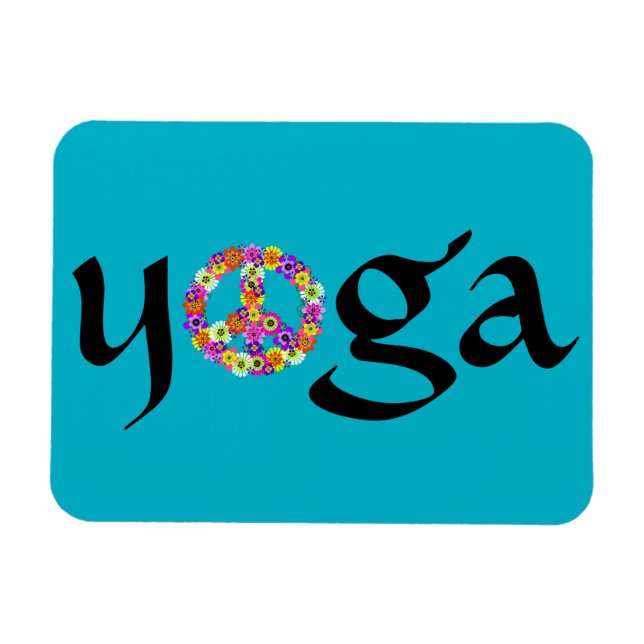 Yoga Fredstecken Blommigt Magnet (Horisontell)