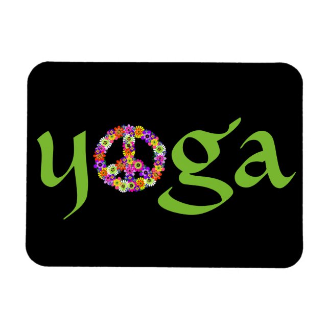 Yoga Fredstecken Blommigt Magnet (Horisontell)