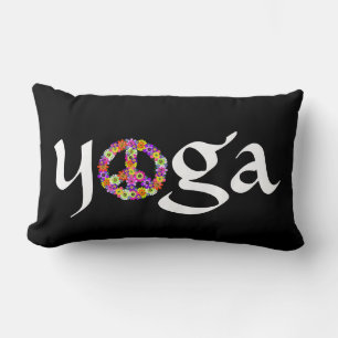 Yoga Fredstecken Blommigt på Black Lumbarkudde