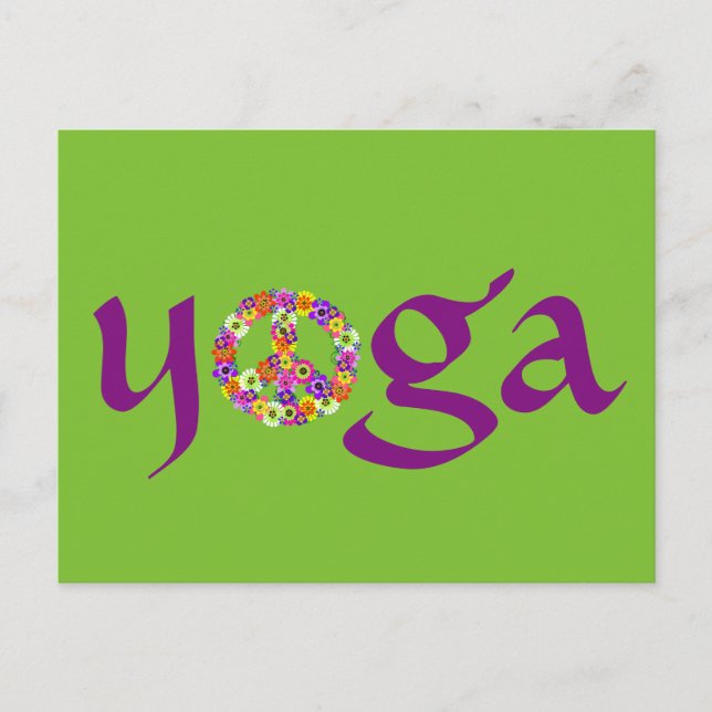 Yoga Fredstecken Blommigt Vykort (Framsida)