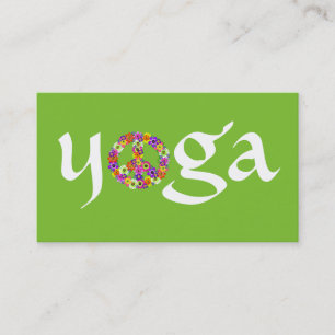 Yoga Fredstecken för Yoga Instruktor Vit på Grönt Visitkort