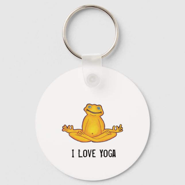 Yoga Frog - I Kärlek Yoga, Keychain Nyckelring (Framsida)