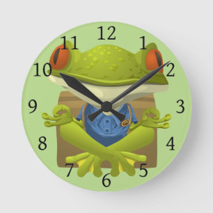 Yoga Frog Rund Klocka