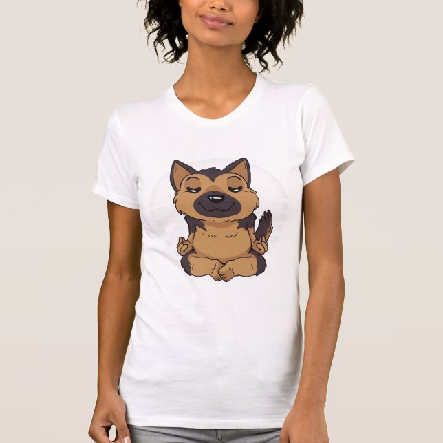 Yoga German Shepherd T Shirt (Framsida)
