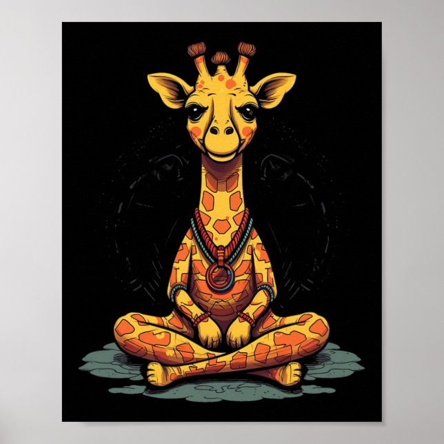 Yoga Giraffe Meditation Mindfulness Zen Namaste  Poster (Framsidan)