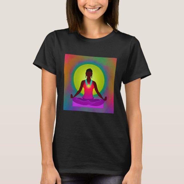 Yoga Girl Female Sol Salutation Meditation Chakra T Shirt (Framsida)