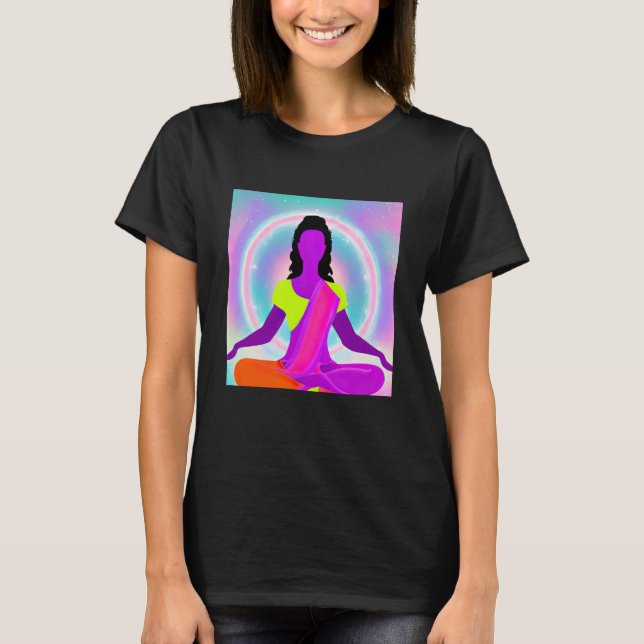 Yoga Girl Female Sol Salutation Meditation Chakra T Shirt (Framsida)