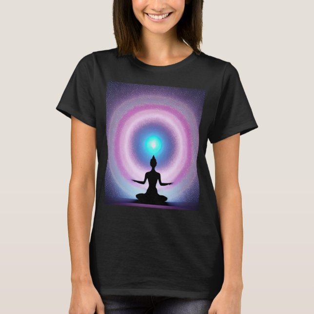Yoga Girl Female Sol Salutation Meditation Chakra T Shirt (Framsida)