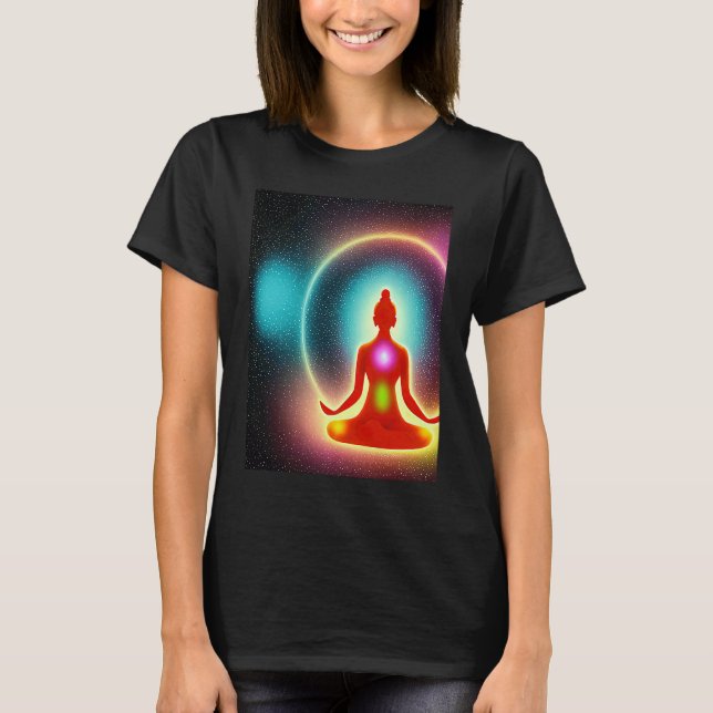 Yoga Girl Female Sol Salutation Meditation Chakra T Shirt (Framsida)