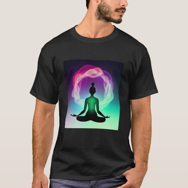 Yoga Girl Female Sol Salutation Meditation Chakra T Shirt (Framsida)