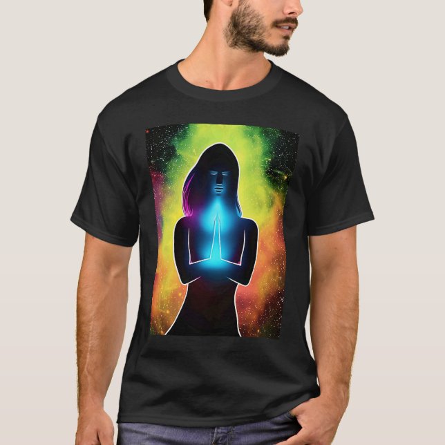 Yoga Girl Female Sol Salutation Meditation Chakra T Shirt (Framsida)