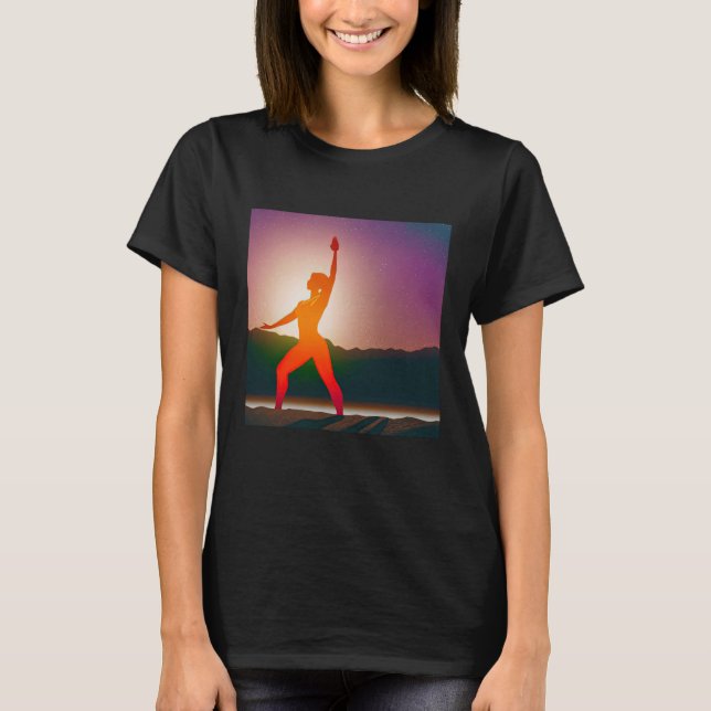 Yoga Girl Female Sol Salutation Meditation Chakra T Shirt (Framsida)
