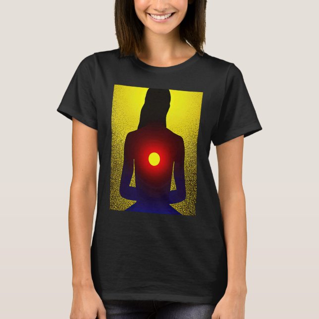 Yoga Girl Female Sol Salutation Meditation Chakra T Shirt (Framsida)