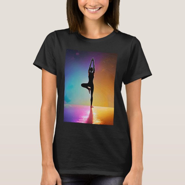 Yoga Girl Female Sol Salutation Meditation Chakra T Shirt (Framsida)