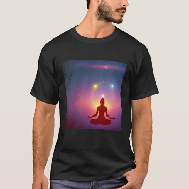 Yoga Girl Female Sol Salutation Meditation Chakra T Shirt (Framsida)