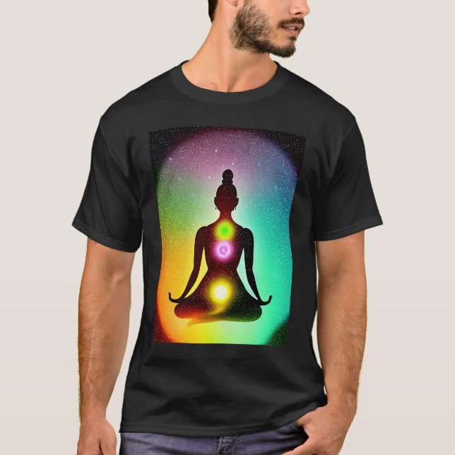 Yoga Girl Female Sol Salutation Meditation Chakra T Shirt (Framsida)