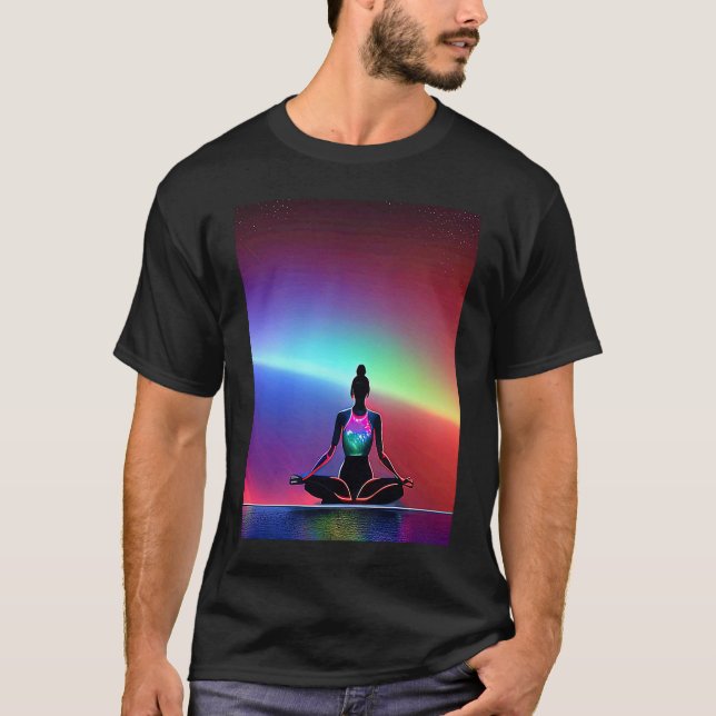 Yoga Girl Female Sol Salutation Meditation Chakra T Shirt (Framsida)