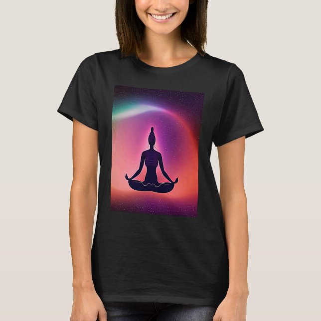 Yoga Girl Female Sol Salutation Meditation Chakra T Shirt (Framsida)