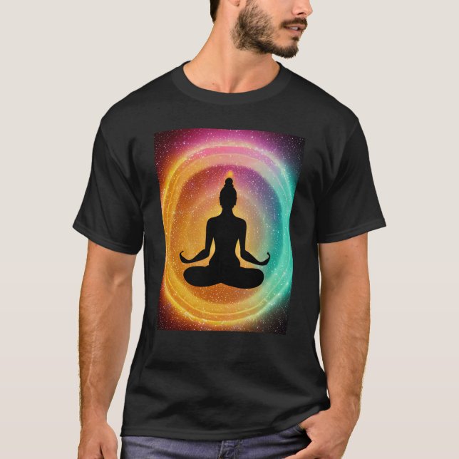 Yoga Girl Female Sol Salutation Meditation Chakra T Shirt (Framsida)