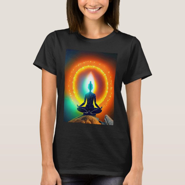 Yoga Girl Female Sol Salutation Meditation Chakra T Shirt (Framsida)