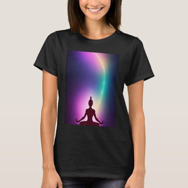Yoga Girl Female Sol Salutation Meditation Chakra T Shirt (Framsida)