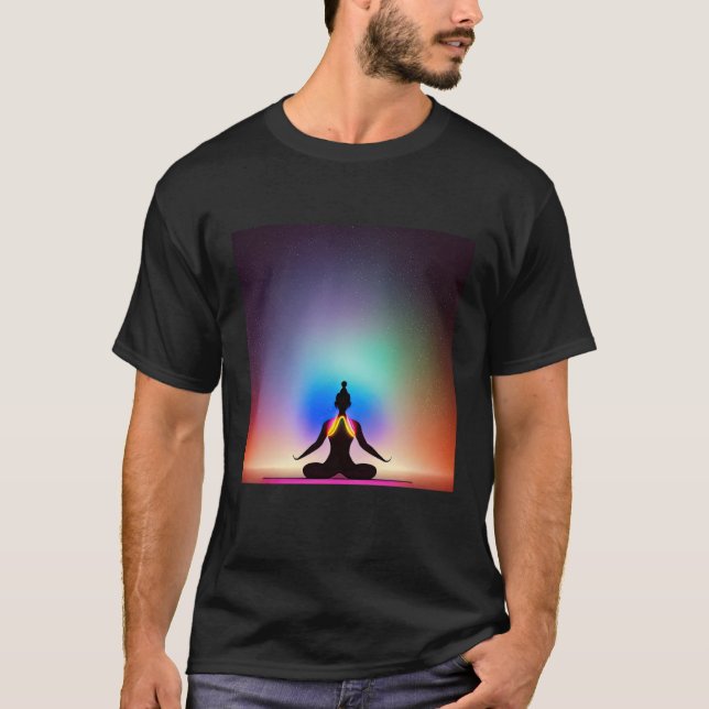 Yoga Girl Female Sol Salutation Meditation Chakra T Shirt (Framsida)