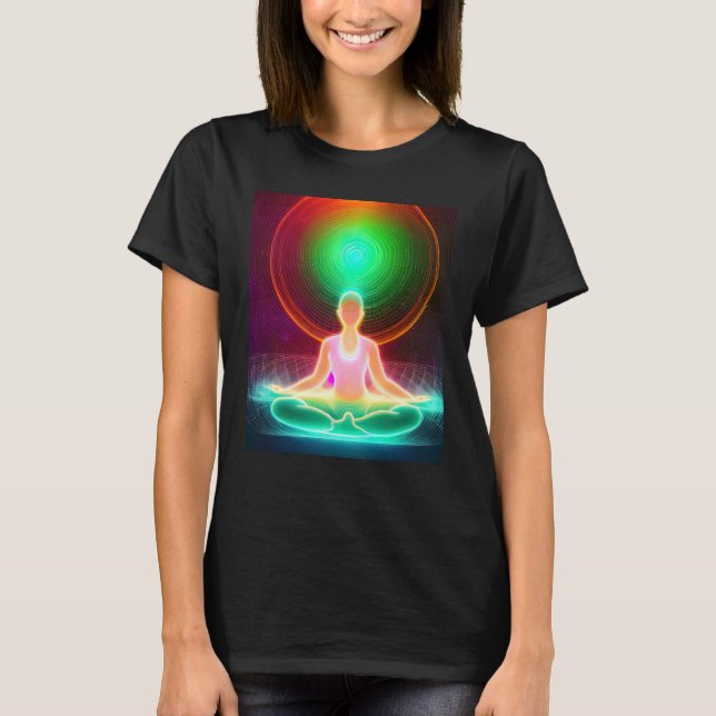 Yoga Girl Female Sol Salutation Meditation Chakra T Shirt (Framsida)