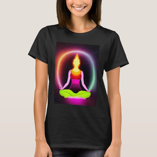 Yoga Girl Female Sol Salutation Meditation Chakra T Shirt (Framsida)