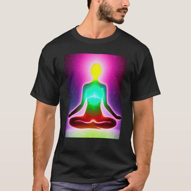 Yoga Girl Female Sol Salutation Meditation Chakra T Shirt (Framsida)