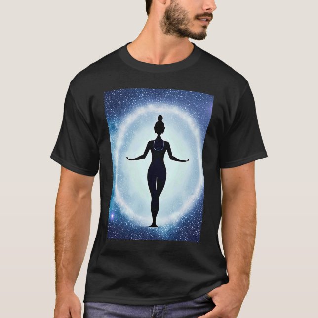 Yoga Girl Female Sol Salutation Meditation Chakra T Shirt (Framsida)