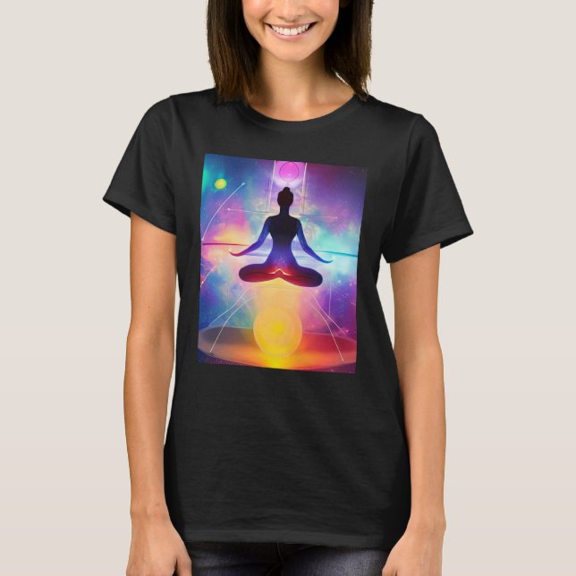 Yoga Girl Female Sol Salutation Meditation Chakra T Shirt (Framsida)