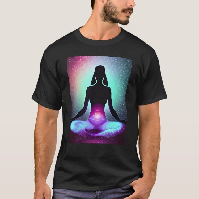 Yoga Girl Female Sol Salutation Meditation Chakra T Shirt (Framsida)