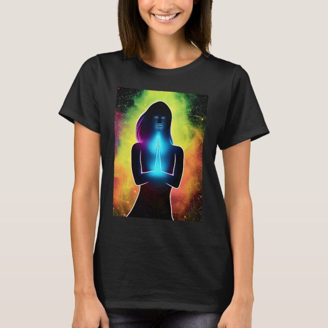 Yoga Girl Female Sol Salutation Meditation Chakra T Shirt (Framsida)