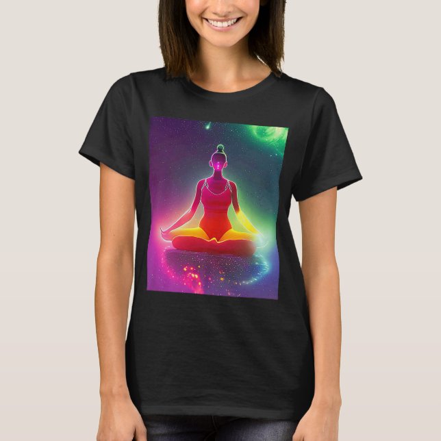 Yoga Girl Female Sol Salutation Meditation Chakra T Shirt (Framsida)