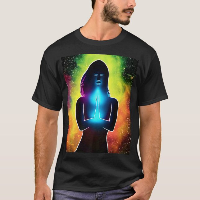 Yoga Girl Female Sol Salutation Meditation Chakra T Shirt (Framsida)