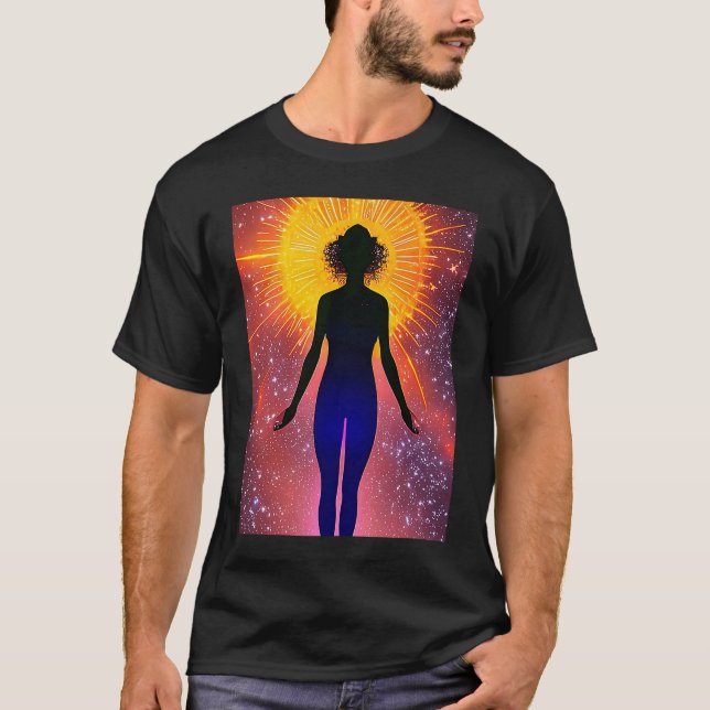 Yoga Girl Female Sol Salutation Meditation Chakra T Shirt (Framsida)