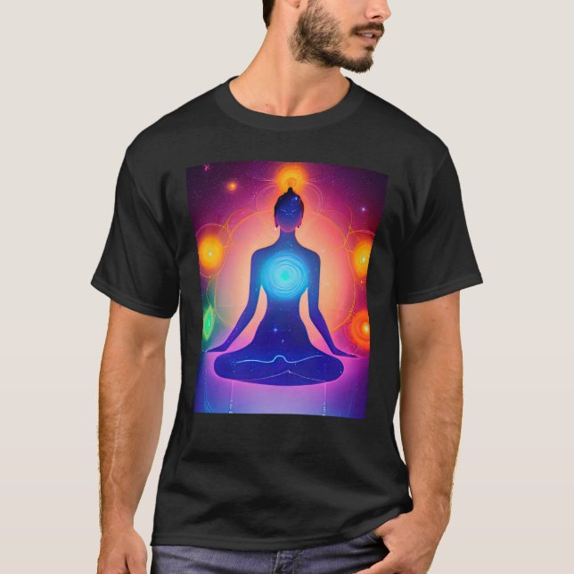 Yoga Girl Female Sol Salutation Meditation Chakra T Shirt (Framsida)