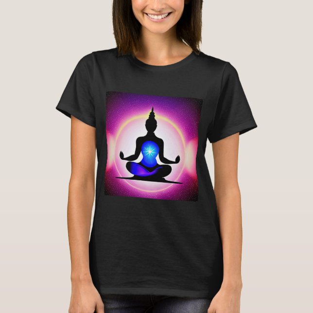 Yoga Girl Female Sol Salutation Meditation Chakra T Shirt (Framsida)