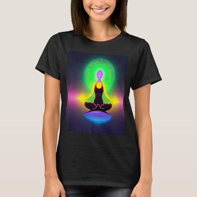 Yoga Girl Female Sol Salutation Meditation Chakra T Shirt (Framsida)