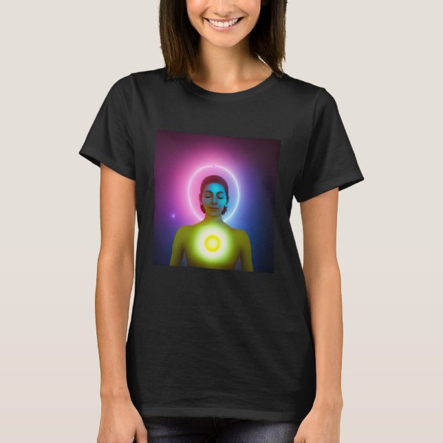 Yoga Girl Female Sol Salutation Meditation Chakra T Shirt (Framsida)