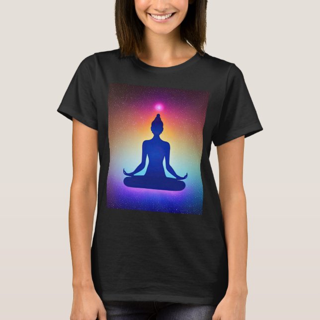 Yoga Girl Female Sol Salutation Meditation Chakra T Shirt (Framsida)