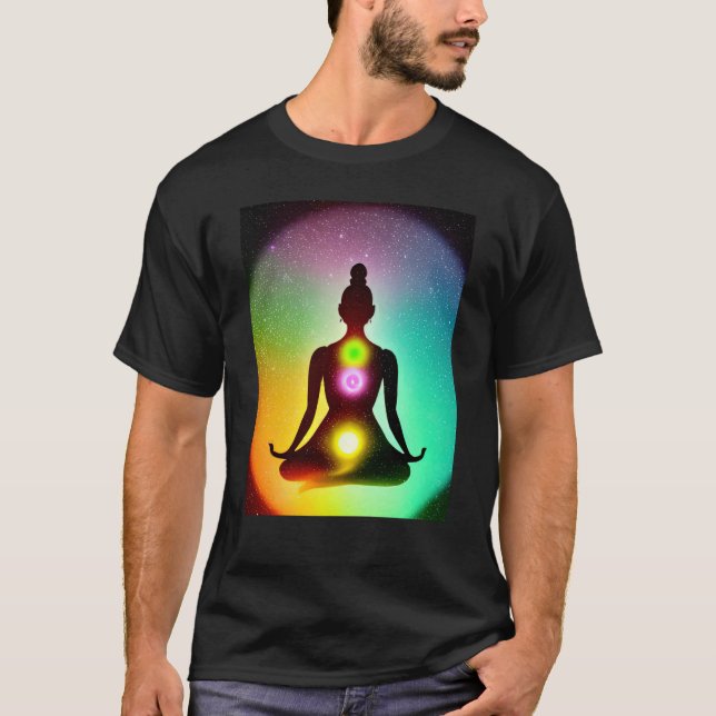 Yoga Girl Female Sol Salutation Meditation Chakra T Shirt (Framsida)