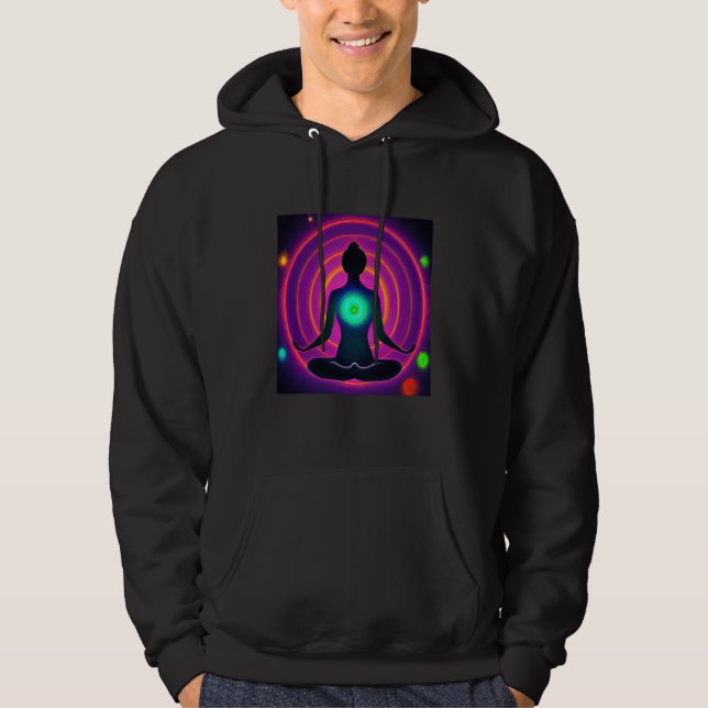 Yoga Girl Female Sun Salutation Meditation Chakra  Hoodie (Framsida)