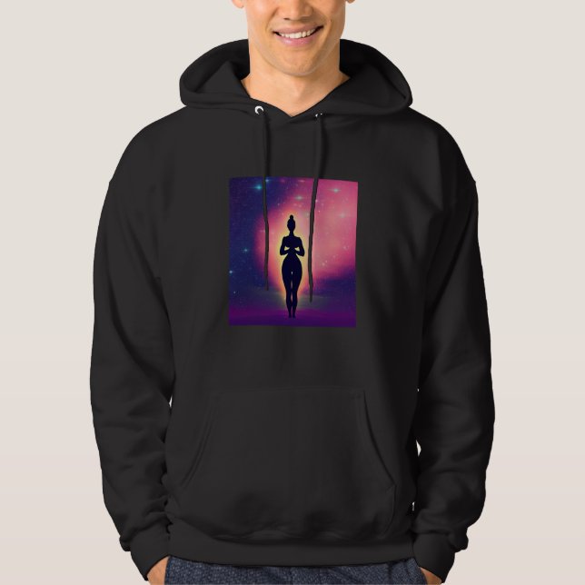 Yoga Girl Female Sun Salutation Meditation Chakra  Hoodie (Framsida)