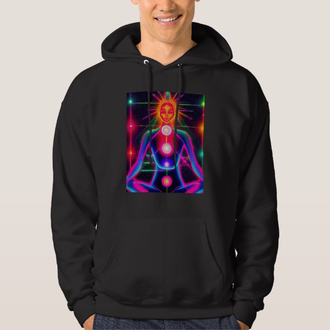 Yoga Girl Female Sun Salutation Meditation Chakra  Hoodie (Framsida)